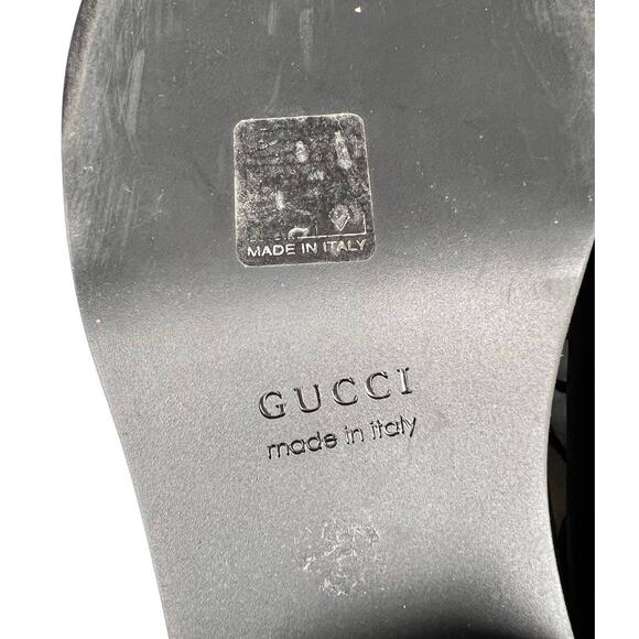 Gucci Harlem Black Leather Stud Shearling Combat Ankle Boots EU 36.5 US 6.5 - Picture 8 of 14